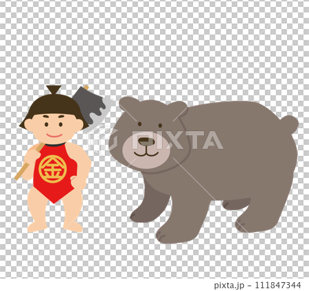 金太郎とくまのイラストセット 111847344