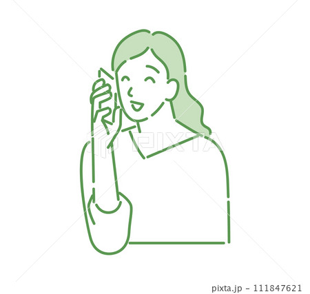 電話で話す笑顔の女性 電話で話す笑顔の女性 111847621