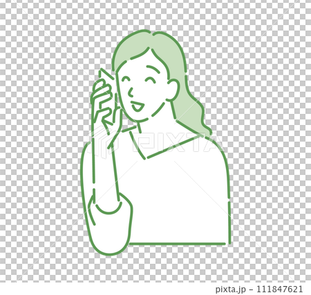 電話で話す笑顔の女性 電話で話す笑顔の女性 111847621