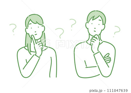 疑問を持っている男女 111847639