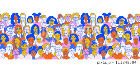 Celebrating Women: Diverse Portrait seamless pattern background Celebrating Women: Diverse Portrait seamless pattern background 111848594