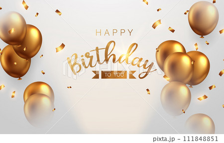 Celebrate your birthday background with beautiful balloons vector illustration. 111848851