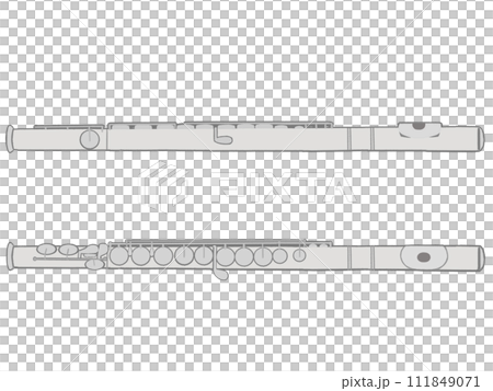 Flute illustration set - Front and sideways with lines Flute illustration set - Front and sideways with lines 111849071