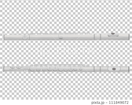 フルートのイラストセット　線なし　正面と横向き 111849072