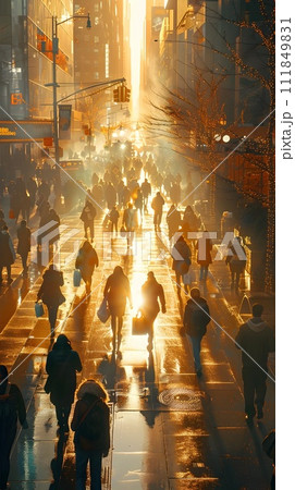 Group Running in a City during Golden Hour 111849831