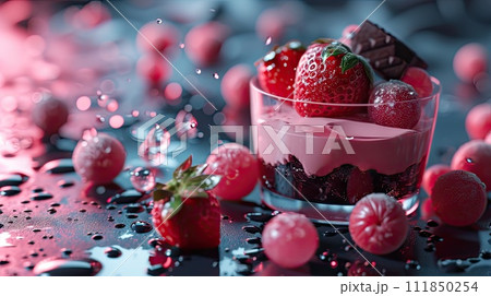 Neon Noir: Elegant Dessert Presentation Neon Noir: Elegant Dessert Presentation 111850254
