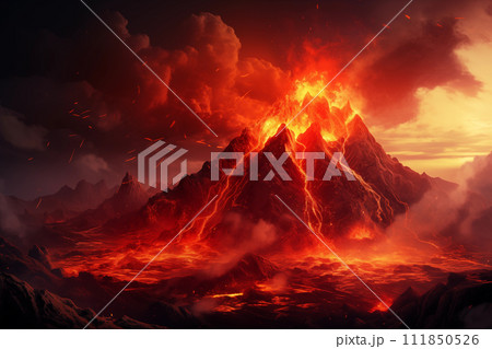 Dramatic volcanic lava eruption Dramatic volcanic lava eruption 111850526