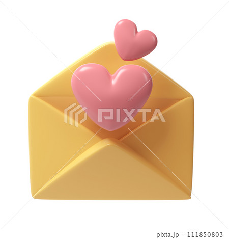 3d open envelope letter icon with two red hearts. Render mail Elements for romantic Isolated object illustration Love Valentine romantic design 3d open envelope letter icon with two red hearts. Render mail Elements for romantic Isolated object illustration Love Valentine romantic design 111850803