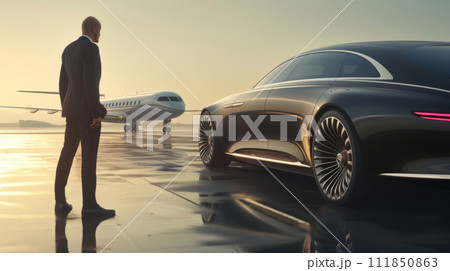 Private Jet and Luxury Vehicle at Daw 111850863