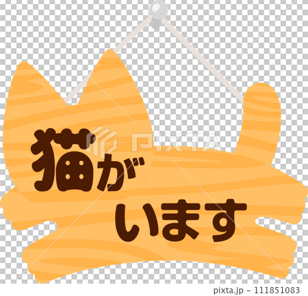 A door plate that says “We have a cat” 111851083