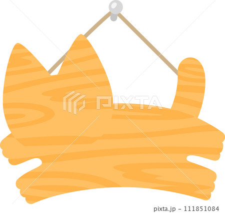 猫の形の木製ドアプレート 111851084