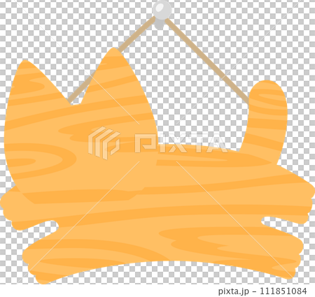 猫の形の木製ドアプレート 111851084