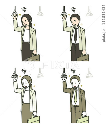 Illustration of a salaried worker suffering from a hangover on the way to work 111851435