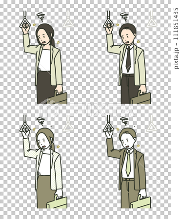 Illustration of a salaried worker suffering from a hangover on the way to work 111851435