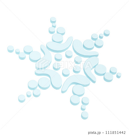 3d illustration of Christmas blue winter icon snowflake on white background. glossy surface. Happy New Year Decoration Holiday element for web design, greeting card 111851442