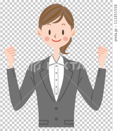 穿著西裝的女人正在尋找拳頭泵工作 111851558