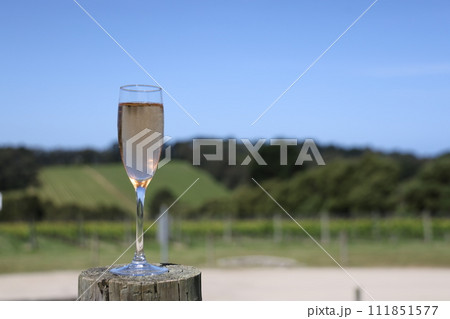 オーストラリアのワイナリーで美味しいスパークリングワインを楽しむ風景 111851577