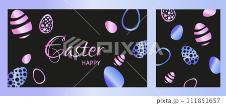 Happy Easter background Happy Easter background with decorated eggs.  111851657