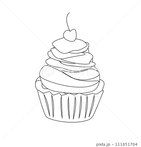 Cake with cherry. Vector illustration of dessert. Cake with cherry. Vector illustration of dessert. 111851704