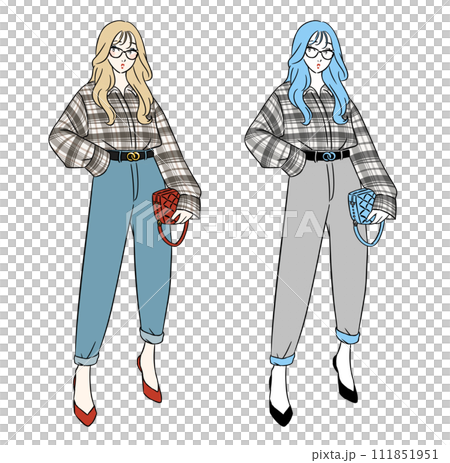 Plaid shirt stylish woman Plaid shirt stylish woman 111851951