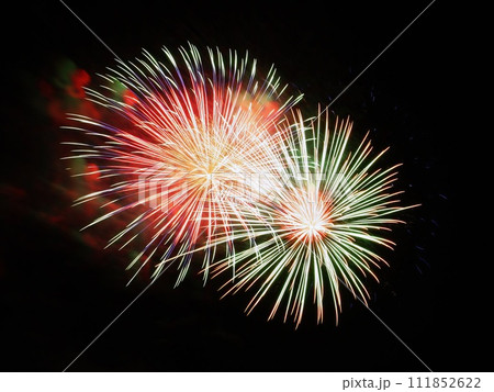 Fireworks background. New Year, Christmas of birthday celebration. Festive mood 111852622