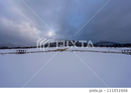 冬の蒜山牧場の風景 冬の蒜山牧場の風景 111852886