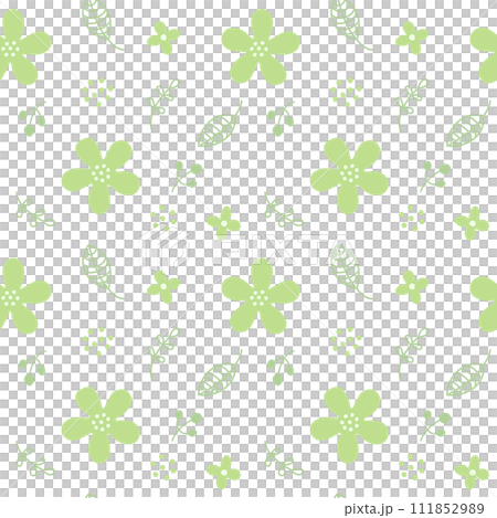 北欧風の花柄 シームレスパターン 黄緑 北欧風の花柄 シームレスパターン 黄緑 111852989