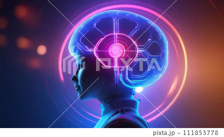 頭脳　脳内　閃き　インスピレーション　脳波 111853778