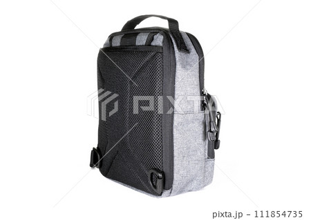 Backpack bag gear protective color khaki, tactical sports equipment isolated on white background 111854735