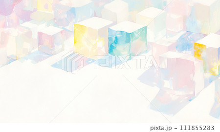 淡いグラデーションカラーの直方体の水彩イラスト背景「AI生成画像」 淡いグラデーションカラーの直方体の水彩イラスト背景「AI生成画像」 111855283