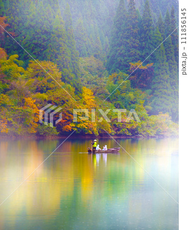 静寂に包まれた霧幻峡の渡し 111856145