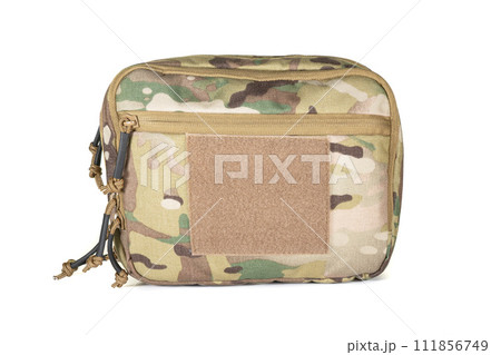 Backpack bag gear protective color khaki, tactical sports equipment isolated on white background 111856749