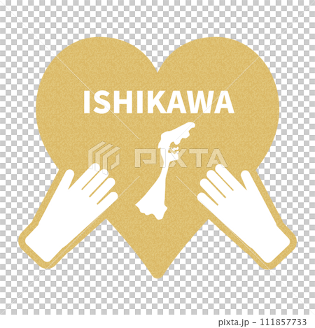 Ishikawa prefecture map and both hands in the heart_Cork solid 111857733