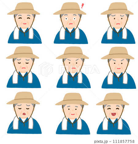 農家のおじいさんのいろいろな表情 111857758
