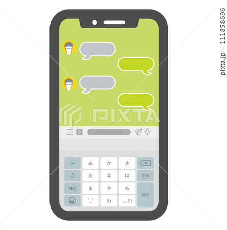 スマホのチャットアプリのイメージイラスト 111858696