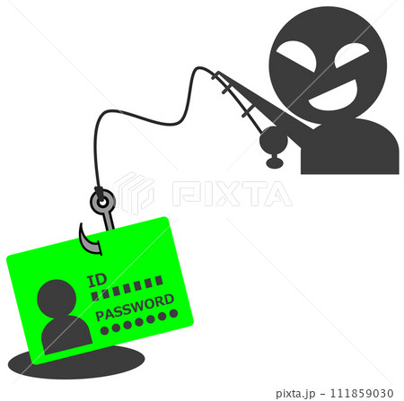個人のID情報やパスワードを盗まれるフィッシング詐欺のイメージイラスト 111859030