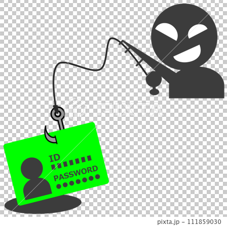 個人のID情報やパスワードを盗まれるフィッシング詐欺のイメージイラスト 111859030