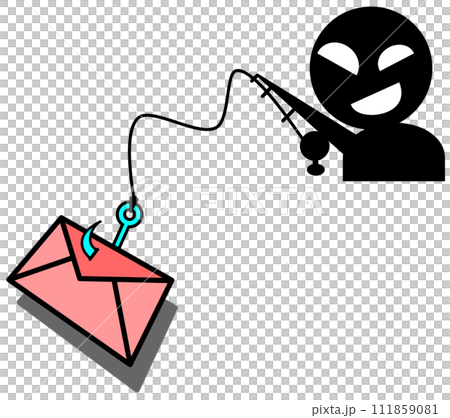 個人情報やカードのパスワードなどを盗むフィッシング詐欺メールのイラスト 111859081