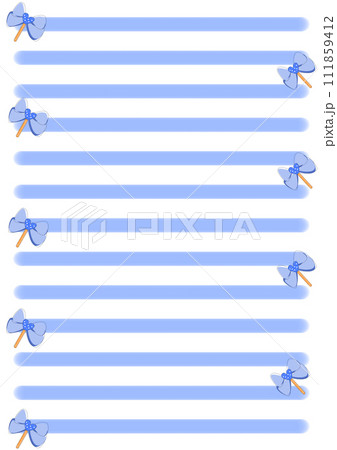 blue tone cute letter paper decorated with cute bow 111859412