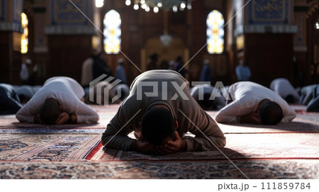 Men During Muslim Prayer Time 111859784