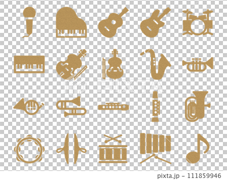 楽器アイコンのセット_コルク模様 111859946