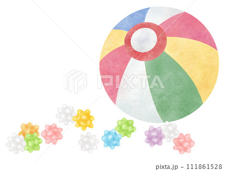 紙風船とコンペイトウの水彩イラスト 111861528