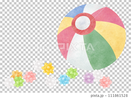 紙風船とコンペイトウの水彩イラスト 111861528