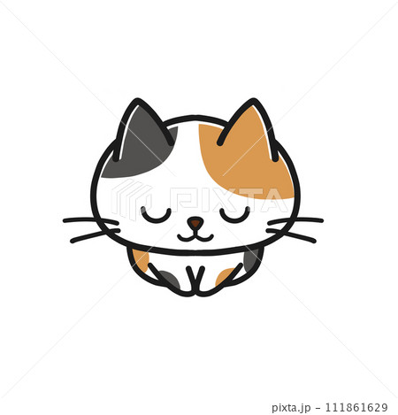 座ってお辞儀をする三毛猫 111861629