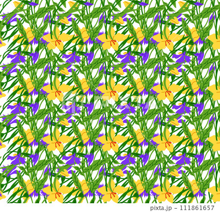 Seamless pattern flowers vector illustration. The repetitive design created continuous flow seamless patterns The seamless pattern flowers concept explored beauty and symbolism floral motifs 111861657