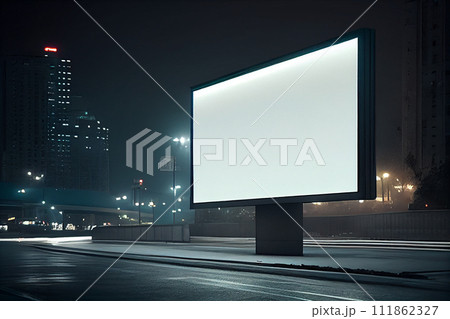 Blank billboard at night, clipping path included 111862327