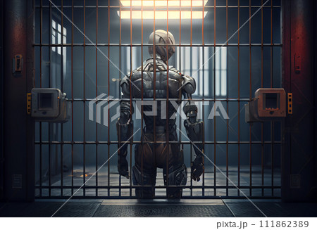 Robot cyborg in jailのイラスト素材 [111862389] - PIXTA