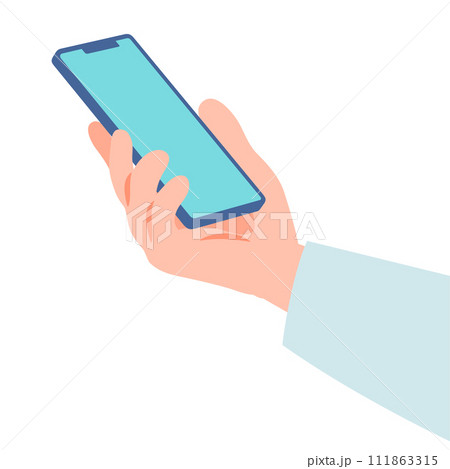 スマホを持つ手　斜め横から 111863315