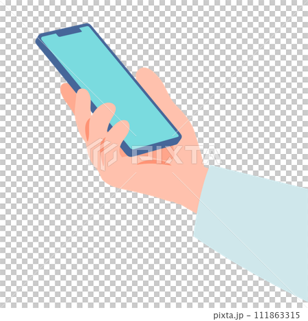 スマホを持つ手　斜め横から 111863315