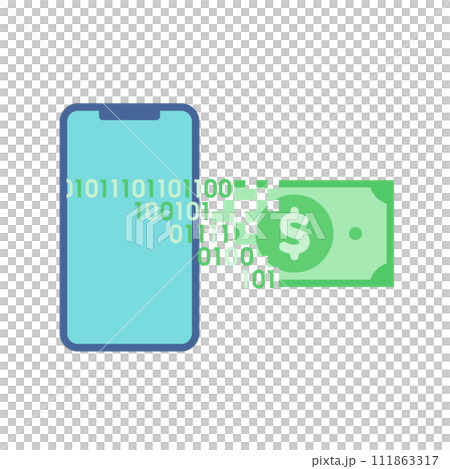 Japanese yen bills digitized with smartphones 111863317